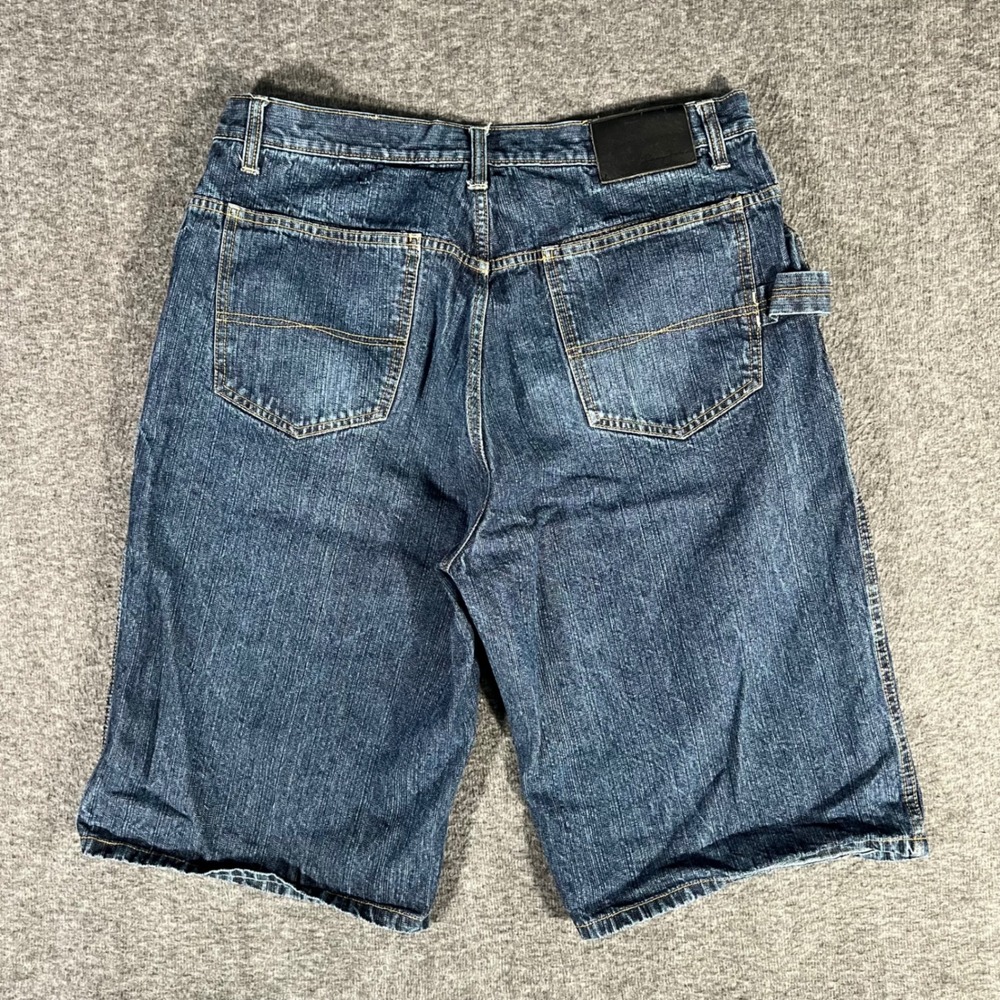 Sean John Vintage Y2K Baggy Denim Carpenter Shorts Blue Embroidered Mens 34